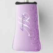 elegant monogramme paarse glitter golfheadcover (Draai 90)