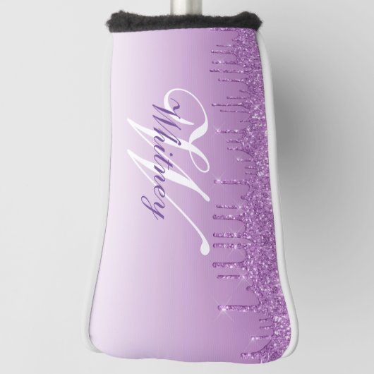 elegant monogramme paarse glitter golfheadcover (Draai 90)