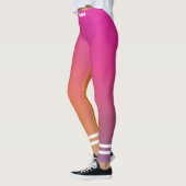 Elegant monogramme roze paars gele werkout leggings (Links)