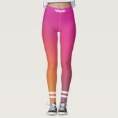 Elegant monogramme roze paars gele werkout leggings (Voorkant)