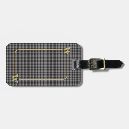 Elegant Monogrammed Black en Gold Glen Pset Bagagelabel (Voorkant horizontaal)