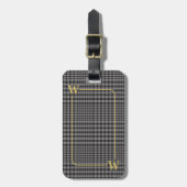 Elegant Monogrammed Black en Gold Glen Pset Bagagelabel (Voorkant verticaal)