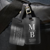 Elegant Monogrammed Black geborsteld metaal Bagagelabel