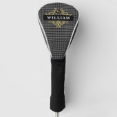 Elegant Monogrammed Black Gold en Grey Pset Golfheadcover (Voorkant)