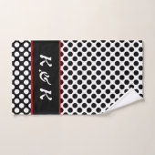 Elegant Monogrammed Black Polka Dot Bad Handdoek (Handdoek)