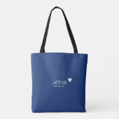 Elegant Monogrammed blauw canvas tas met hartjes (Achterkant)