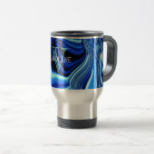 Elegant Monogrammed Blue Chrome Pattern Reisbeker (Voorkant rechts)