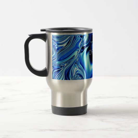 Elegant Monogrammed Blue Chrome Pattern Reisbeker (Links)
