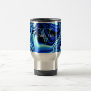 Elegant Monogrammed Blue Chrome Pattern Reisbeker