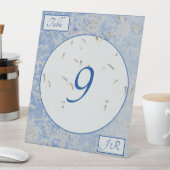 Elegant Monogrammed Blue en Grey Reclamebord Met Voetstuk (Insitu)