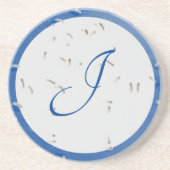 Elegant Monogrammed Blue en Grey Zandsteen Onderzetter (Voorkant)