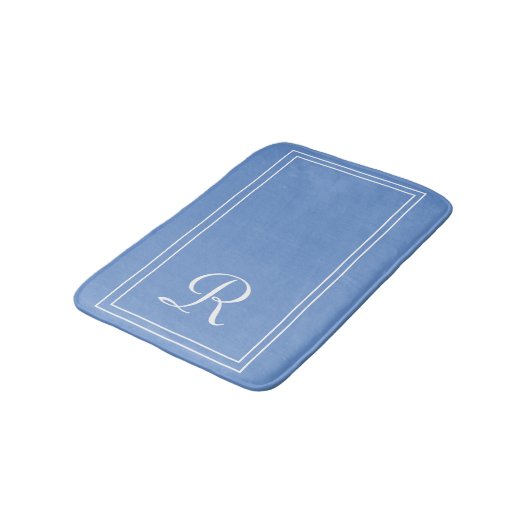 Elegant Monogrammed Blue Personalized Badmat (Gekanteld)