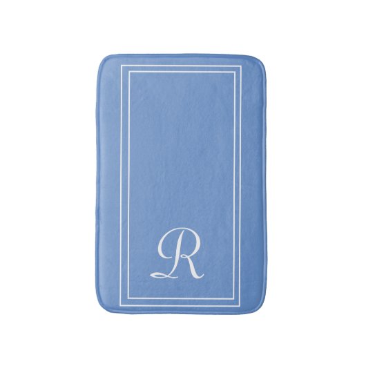 Elegant Monogrammed Blue Personalized Badmat (Voorkant Verticaal)