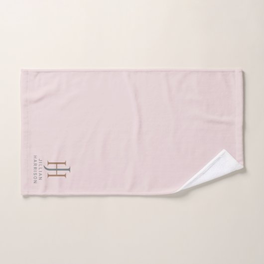 Elegant Monogrammed Blush Roze Bad Handdoek (Handdoek)
