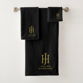 Elegant Monogrammed Blush Roze Bad Handdoek