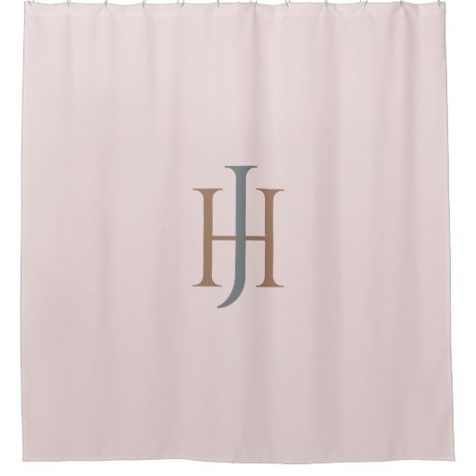 Elegant Monogrammed Blush Roze Douchegordijn (Voorkant)