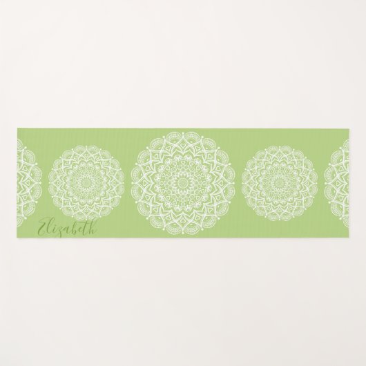 Elegant Monogrammed Boho Lime Green Mandala Yogamat (Voorkant (horizontaal))