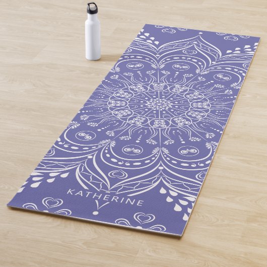 Elegant Monogrammed Boho Violet Paars Mandala Yogamat (In situ)