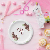 Elegant Monogrammed Burgundy Rozen Paper Bord (Feest)