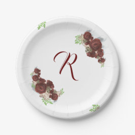 Elegant Monogrammed Burgundy Rozen Paper Bord