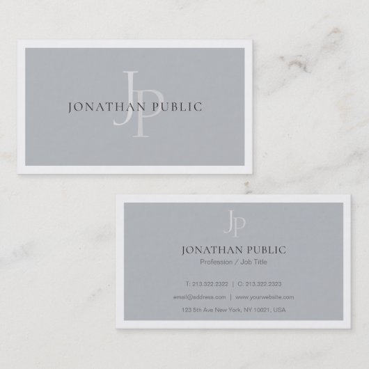 Elegant Monogrammed Chic Plain Modern Luxury Visitekaartje (Voorkant / Achterkant)