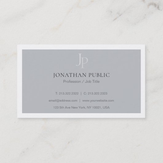 Elegant Monogrammed Chic Plain Modern Luxury Visitekaartje (Achterkant)