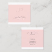 Elegant Monogrammed Clean Plain Trendy Blush Pink Vierkante Visitekaartje (Voorkant / Achterkant)