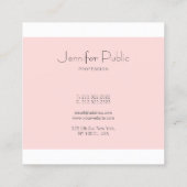 Elegant Monogrammed Clean Plain Trendy Blush Pink Vierkante Visitekaartje (Achterkant)