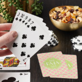 Elegant Monogrammed Clover Pattern Pink & Green Pokerkaarten (Insitu)