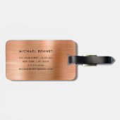 Elegant Monogrammed Copper Brown Brushed Metal Bagagelabel (Achterkant horizontaal)