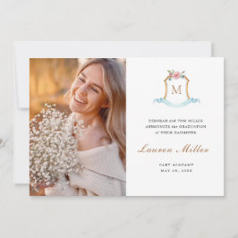 Elegant Monogrammed crest Afstuderen Aankondiging