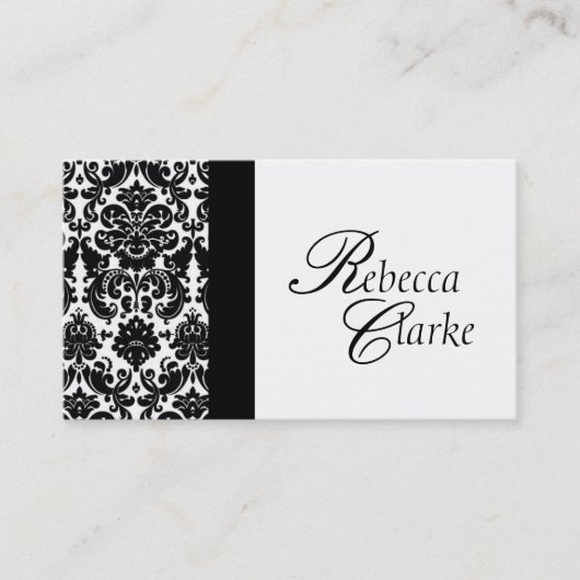 Elegant Monogrammed Damask Business Card Visitekaartje (Voorkant)