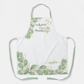 Elegant Monogrammed Eucalyptus Greenery Kitchen Schort (Voorkant)