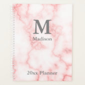 Elegant Monogrammed Faux Pink Marble Planner (Voorkant)
