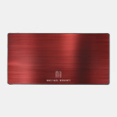 Elegant Monogrammed Faux Red Brushed Metallic Bureaumat (Voorkant)