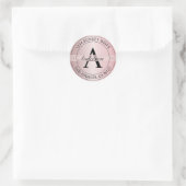 Elegant Monogrammed Faux Roos Goud & Zwart Adres Ronde Sticker (Tas)