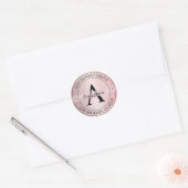 Elegant Monogrammed Faux Roos Goud & Zwart Adres Ronde Sticker (Envelop)