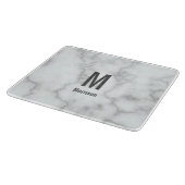 Elegant Monogrammed Faux White Marble Snijplank (Hoek)