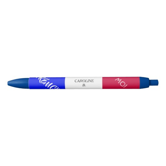 Elegant Monogrammed Franse vlag Zwarte Inkt Pen (Voorkant)