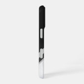 Elegant monogrammed Geometric Black Silver Marble iPhone 16 Hoesje (Rechterkant)