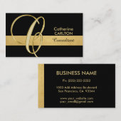 Elegant monogrammed Gold Black Initiaal ''C' Visitekaartje (Voorkant / Achterkant)