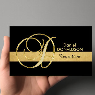 Elegant monogrammed Gold Black Initiaal "D" Visitekaartje
