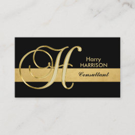 Elegant monogrammed Gold Black Initiaal 'H' Visitekaartje