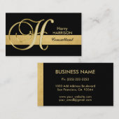 Elegant monogrammed Gold Black Initiaal 'H' Visitekaartje (Voorkant / Achterkant)