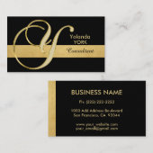 Elegant monogrammed Gold Black Initiaal 'Y' Visitekaartje (Voorkant / Achterkant)