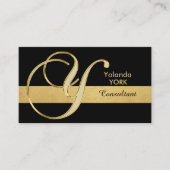 Elegant monogrammed Gold Black Initiaal 'Y' Visitekaartje (Voorkant)