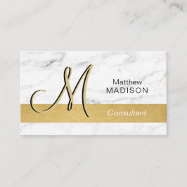 Elegant Monogrammed Gold Black White Marble Visitekaartje