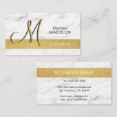Elegant Monogrammed Gold Black White Marble Visitekaartje (Voorkant / Achterkant)