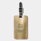 Elegant monogrammed Gold Brushed Metallic Bagagelabel (Voorkant verticaal)