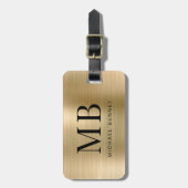 Elegant monogrammed Gold Brushed Metallic Bagagelabel (Voorkant verticaal)